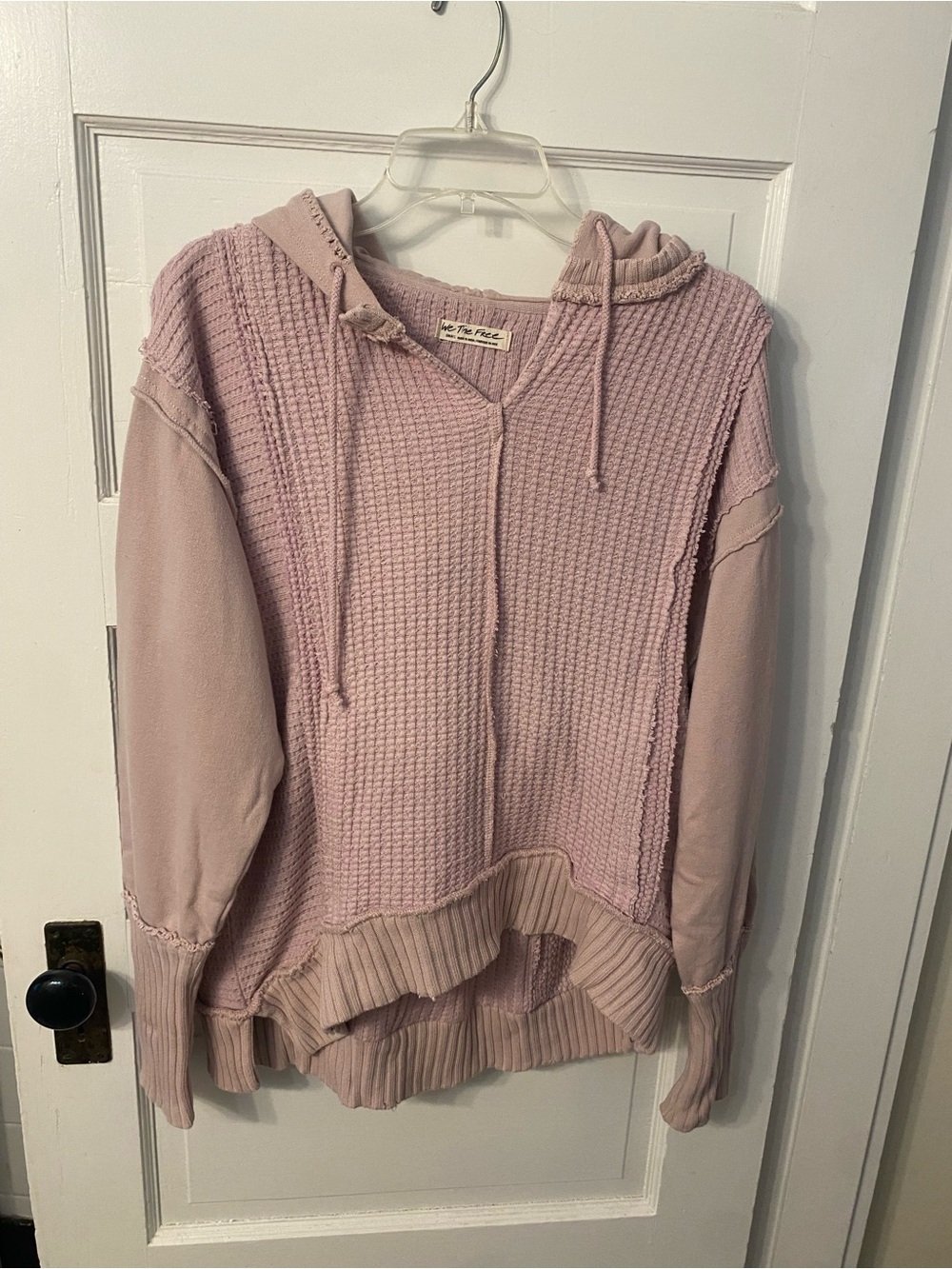 We The Free Dusty Pink Waffle-Knit Hoodie